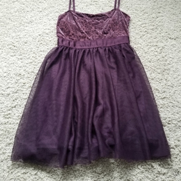Garage Burnout Velvet & Tulle Mini Dress in Eggplant - Picture 4 of 10